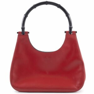 Gucci Old Bamboo Handbag 001 3761 Leather Red